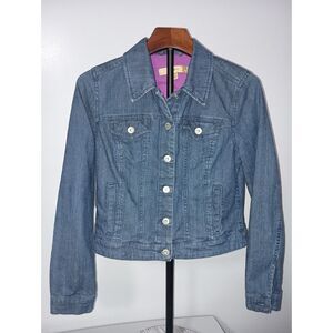 MOTTO, Dark Denim / Jean Button Up Jacket, Woman Size XL